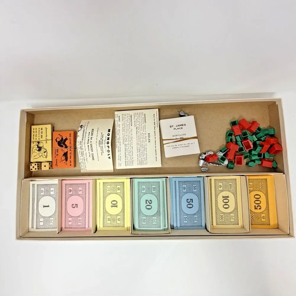 Parker Brothers Monopoly 1961 Vintage Board Game Complete Set Original Pieces